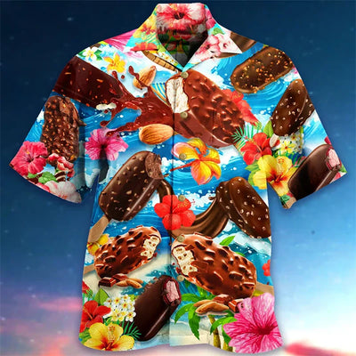 Eiscreme-Shirt – Kurzarm – mit Knöpfen – Polohemd – Herrenhemden