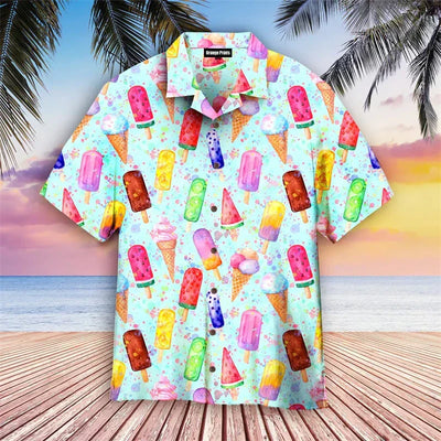 Eiscreme-Shirt – Kurzarm – mit Knöpfen – Polohemd – Herrenhemden