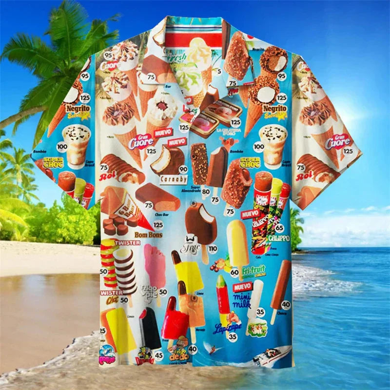 Eiscreme-Shirt – Kurzarm – mit Knöpfen – Polohemd – Herrenhemden