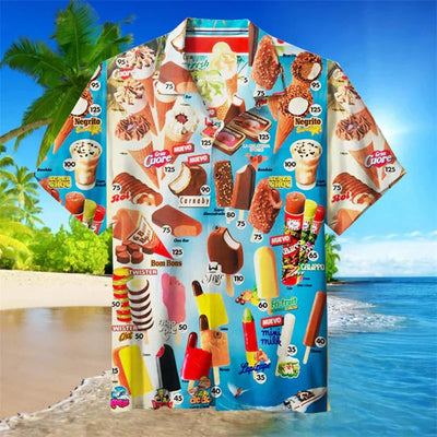 Eiscreme-Shirt – Kurzarm – mit Knöpfen – Polohemd – Herrenhemden