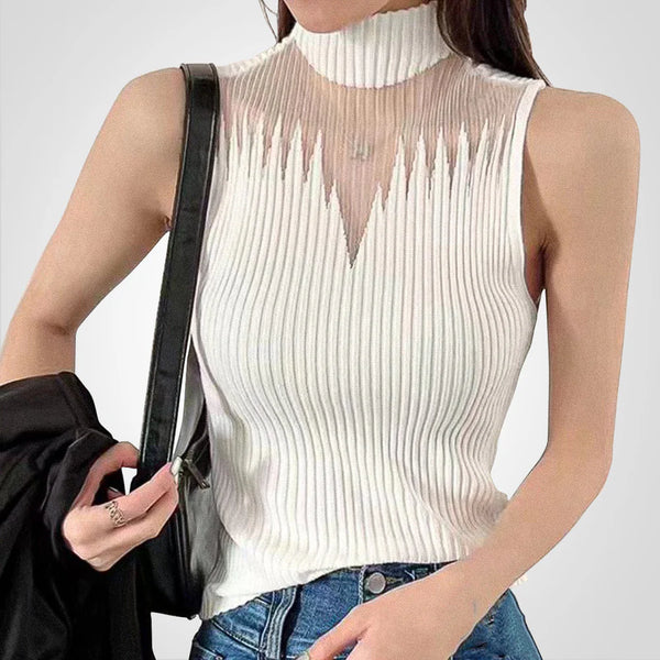 Rudolf – transparentes gestricktes crop-top mit neckholder