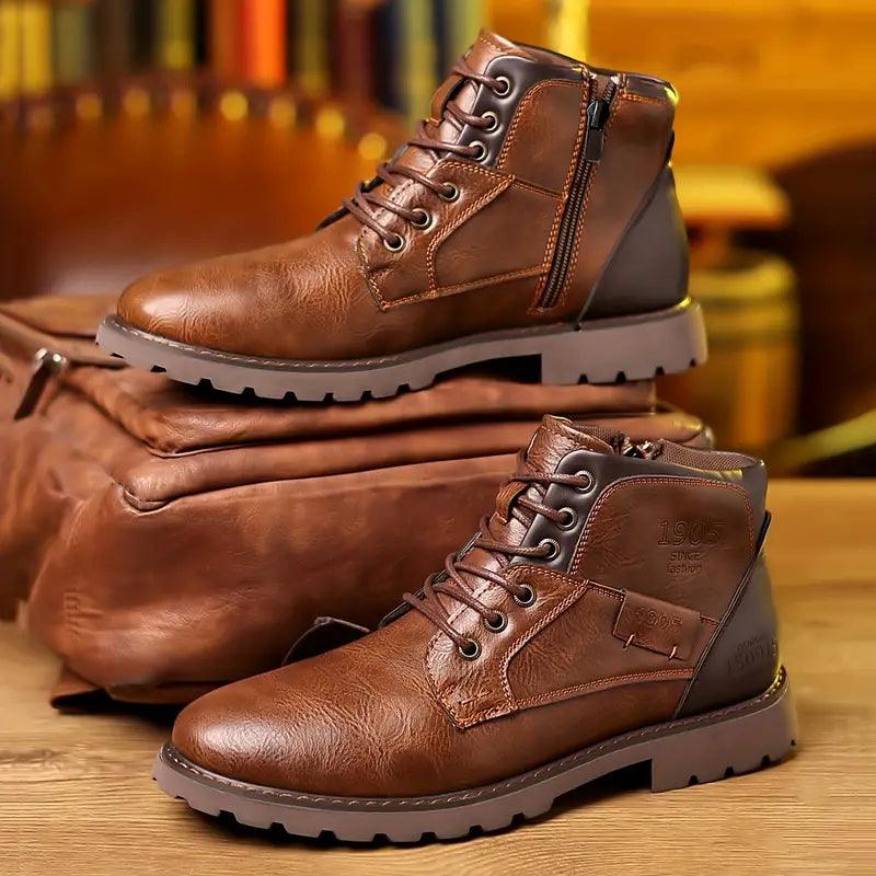 Elegante Lederstiefel mit seitlichem Reißverschluss