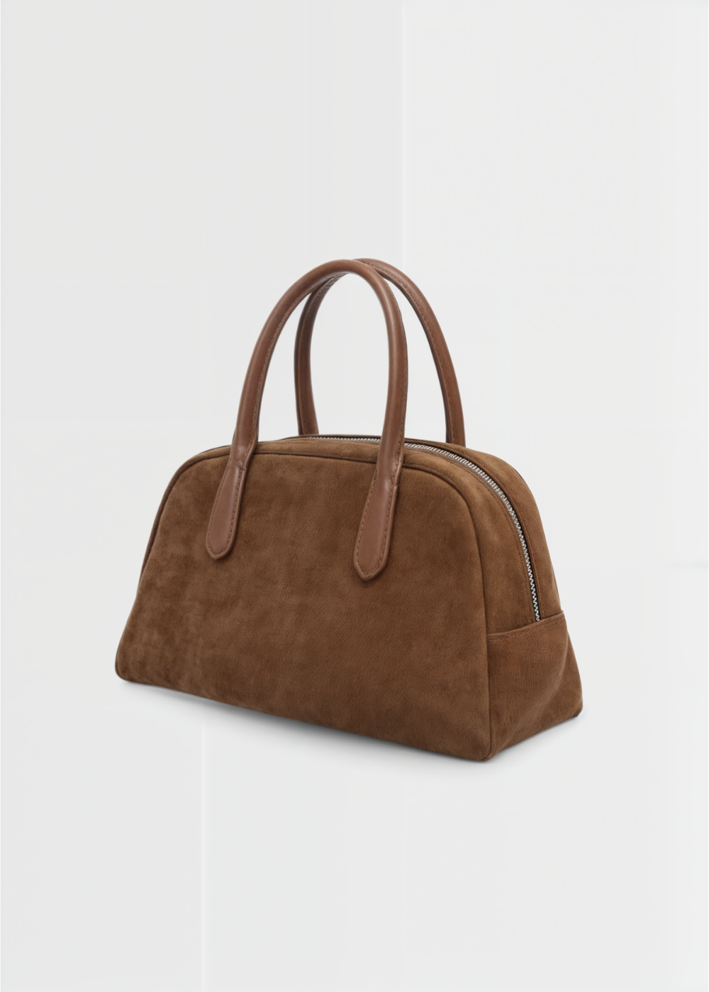 Echte Wildleder Handtasche Damen – Kleine Schultertasche mit Reißverschluss