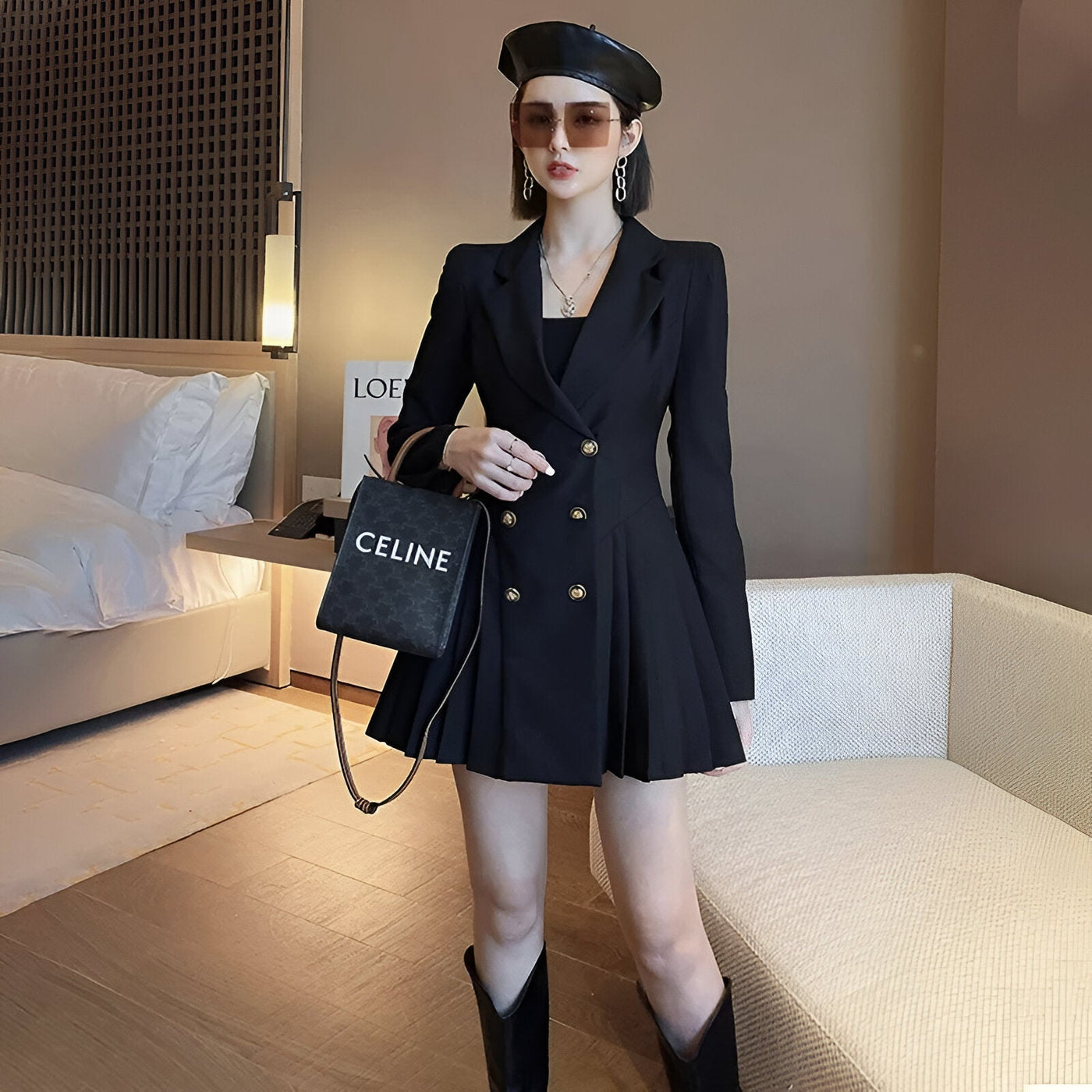 Benedetta | Elegantes Double-Button Faltenkleid