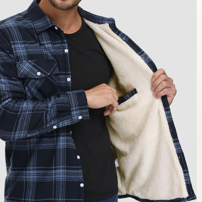 Flanelljacke – Kariertes, Mit Fleece Gefüttertes Herren-Overshirt für den Winter