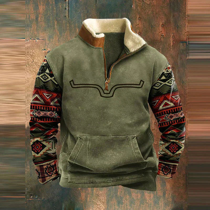 Fleece mit halbem Reißverschluss | Warm | Tasche | Herren-Fleecepullover mit halbem Reißverschluss | Winterkleidung
