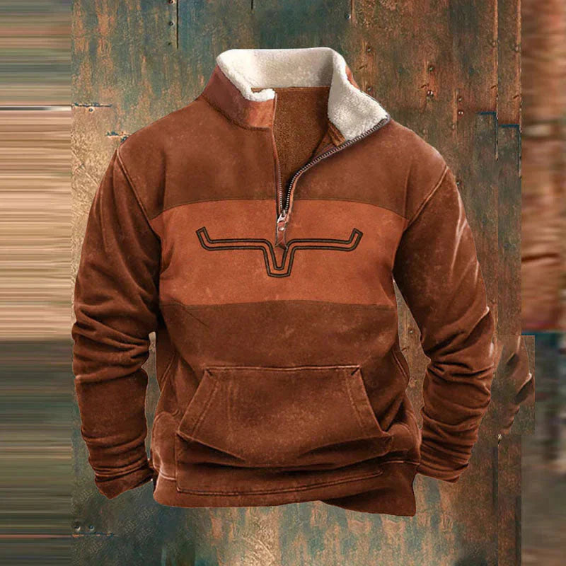 Fleece mit halbem Reißverschluss | Warm | Tasche | Herren-Fleecepullover mit halbem Reißverschluss | Winterkleidung