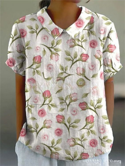 Damen Vintage Bluse mit Blumenmuster – Lässig & Elegant