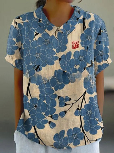 Damen Vintage Bluse mit Blumenmuster – Lässig & Elegant