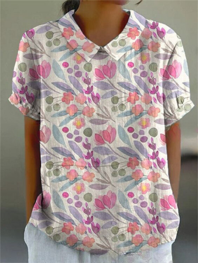 Damen Vintage Bluse mit Blumenmuster – Lässig & Elegant