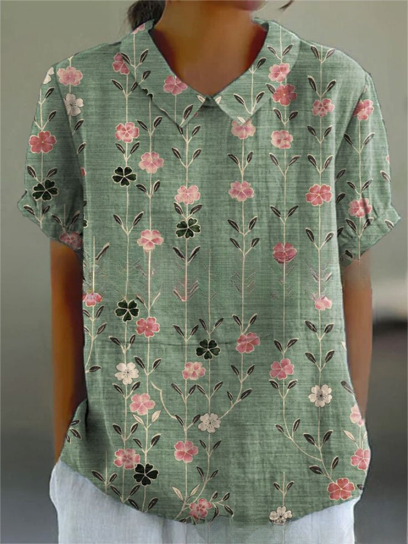 Damen Vintage Bluse mit Blumenmuster – Lässig & Elegant