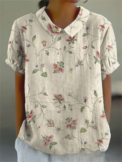 Damen Vintage Bluse mit Blumenmuster – Lässig & Elegant