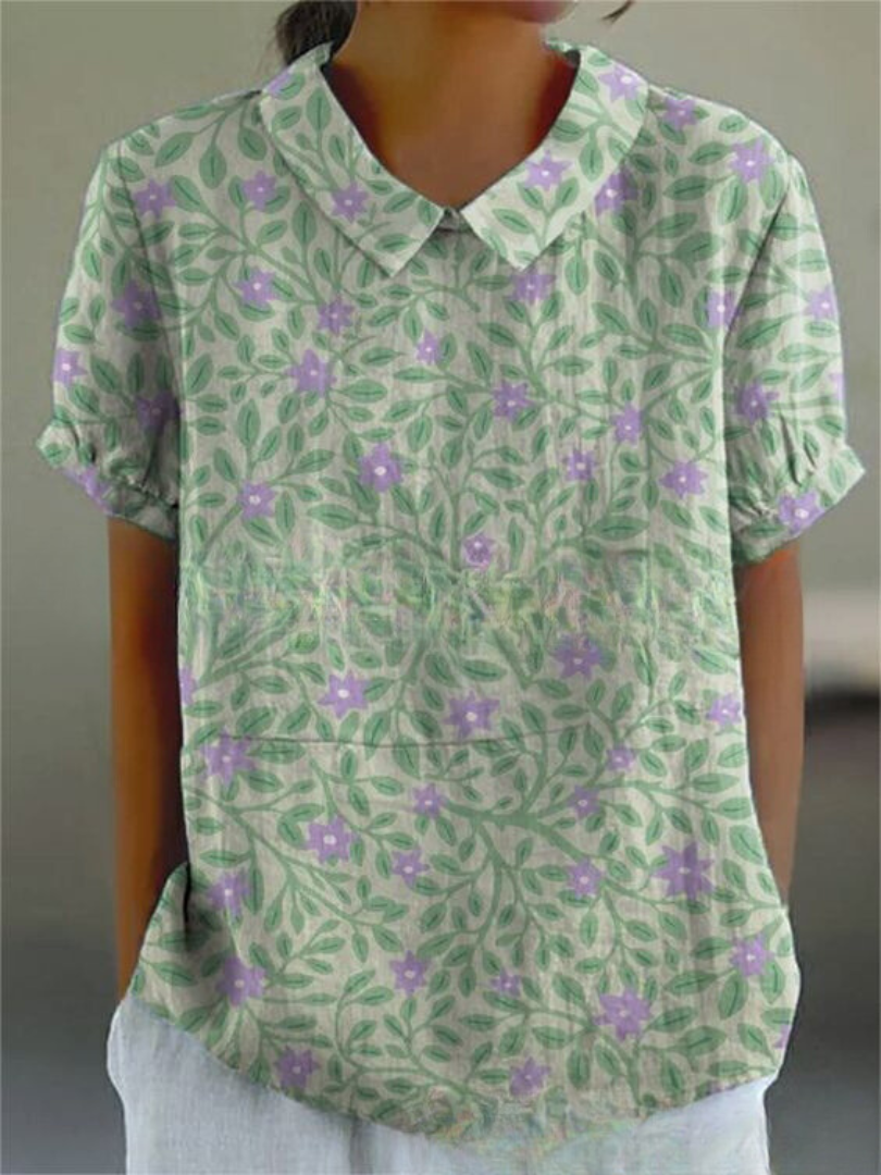 Damen Vintage Bluse mit Blumenmuster – Lässig & Elegant