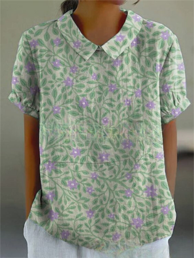 Damen Vintage Bluse mit Blumenmuster – Lässig & Elegant
