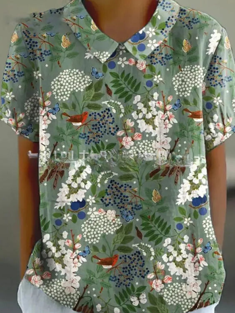Damen Vintage Bluse mit Blumenmuster – Lässig & Elegant