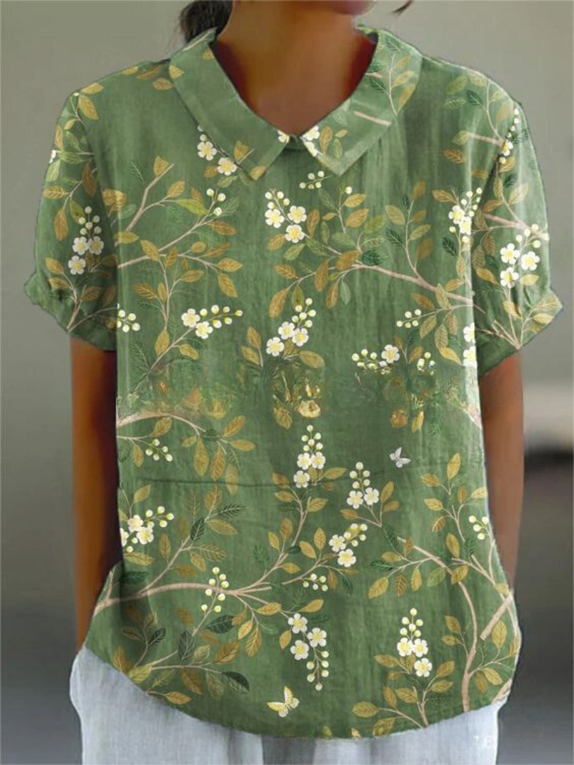 Damen Vintage Bluse mit Blumenmuster – Lässig & Elegant