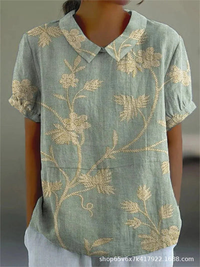 Damen Vintage Bluse mit Blumenmuster – Lässig & Elegant