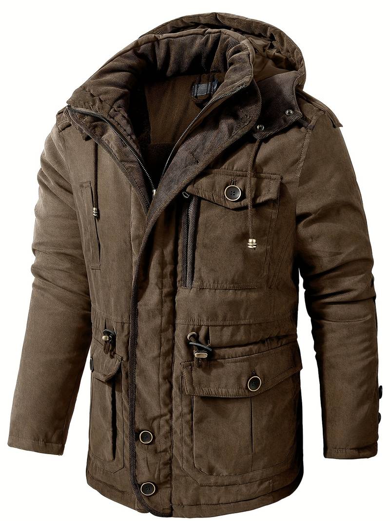 Frachtjacke – Winterparka mit Kapuze, Fleecefutter und Taschen