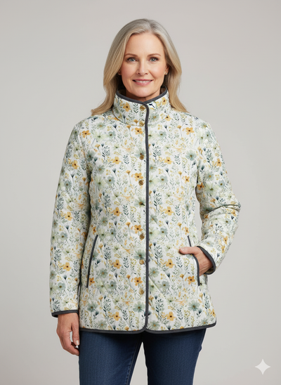 Wunderschöne floral bedruckte Steppjacke für Frauen