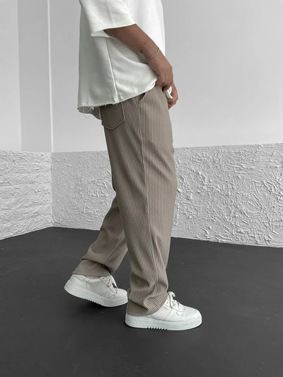 Gerippte Hose – locker sitzende Stretch-Baggy-Hose für Herren mit Kordelzug