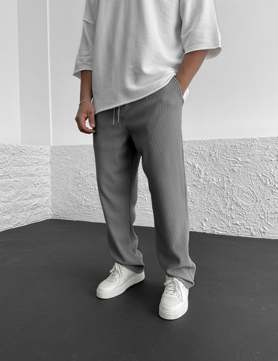 Gerippte Hose – locker sitzende Stretch-Baggy-Hose für Herren mit Kordelzug