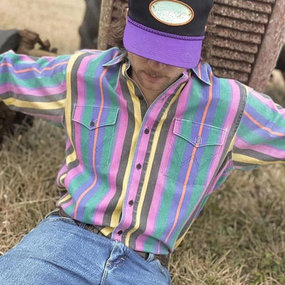 Gestreiftes Hemd | Langarm | Vintage | Hemd mit Knöpfen | Herrenhemden