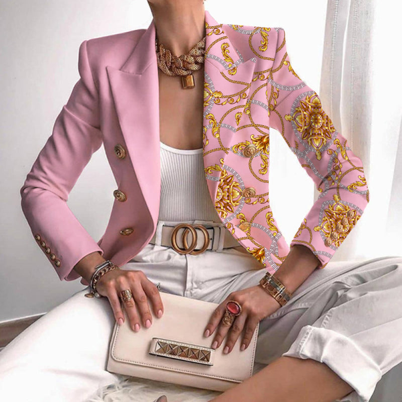 Stylischer Blazer-Jacke mit Print und Knöpfen für Damen | Perfekt für den Alltag
