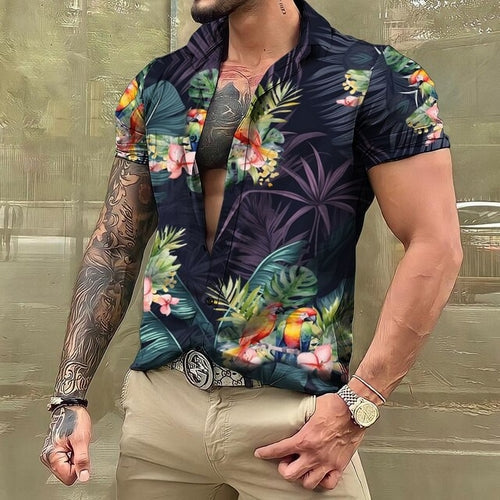 Hawaiihemd - Button-Up - Bedruckt - Kurzarmhemd - Herrenhemden