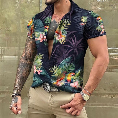 Hawaiihemd - Button-Up - Bedruckt - Kurzarmhemd - Herrenhemden
