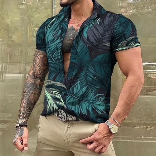 Hawaiihemd - Button-Up - Bedruckt - Kurzarmhemd - Herrenhemden