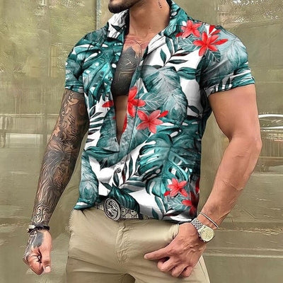 Hawaiihemd - Button-Up - Bedruckt - Kurzarmhemd - Herrenhemden