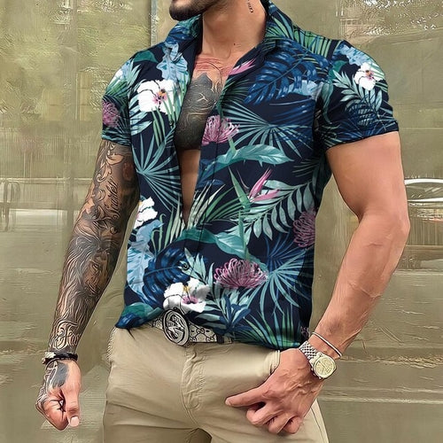 Hawaiihemd - Button-Up - Bedruckt - Kurzarmhemd - Herrenhemden