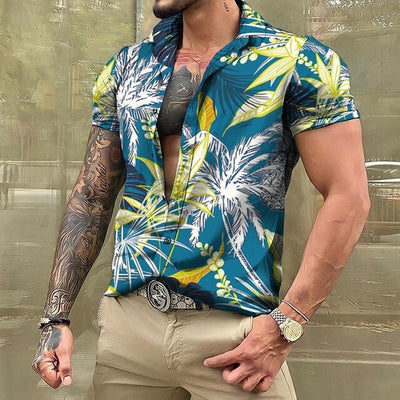 Hawaiihemd - Button-Up - Bedruckt - Kurzarmhemd - Herrenhemden