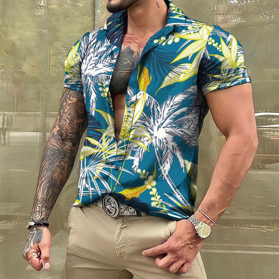Hawaiihemd - Button-Up - Bedruckt - Kurzarmhemd - Herrenhemden