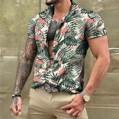 Hawaiihemd - Button-Up - Bedruckt - Kurzarmhemd - Herrenhemden