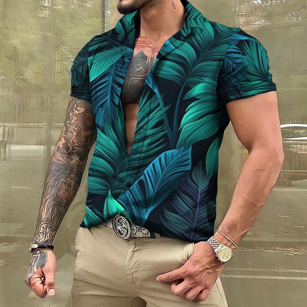 Hawaiihemd - Button-Up - Bedruckt - Kurzarmhemd - Herrenhemden