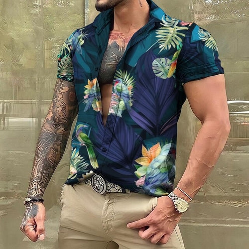 Hawaiihemd - Button-Up - Bedruckt - Kurzarmhemd - Herrenhemden