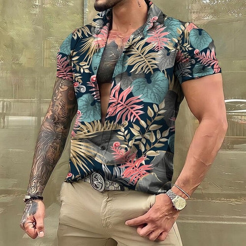 Hawaiihemd - Button-Up - Bedruckt - Kurzarmhemd - Herrenhemden