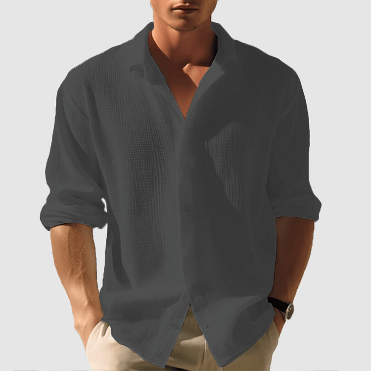 Hemd mit Knöpfen - Leichtes Sommerhemd für Männer mit Revers und langen Ärmeln