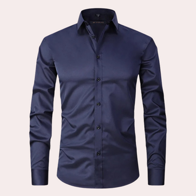Hemd mit Knopfleiste | Langarm | Slim Fit | Stretch-Businesshemd | Herrenhemden