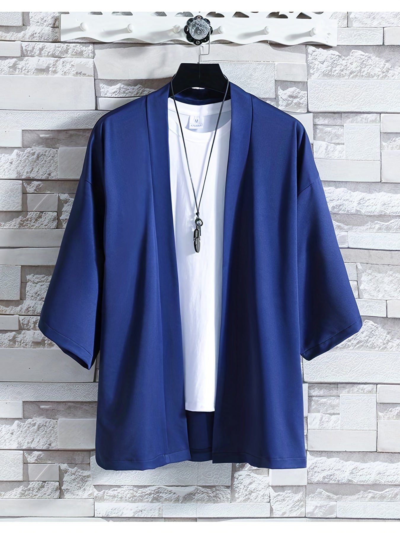 Herren-Kimono – locker sitzendes, übergroßes Overshirt mit kurzer Ärmel und offener Vorderseite