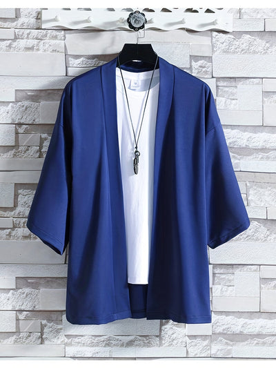 Herren-Kimono – locker sitzendes, übergroßes Overshirt mit kurzer Ärmel und offener Vorderseite