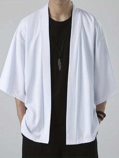 Herren-Kimono – locker sitzendes, übergroßes Overshirt mit kurzer Ärmel und offener Vorderseite