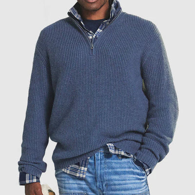 Herren-Pullover mit Viertelreißverschluss | Warm | Reguläre Passform | Strickpullover | Herren-Pullover mit halbem Reißverschluss