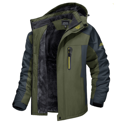 Herren-Softshelljacke – mit Fleece gefüttert – mit Kapuze – Windbreaker-Jacke – wetterfeste Jacken