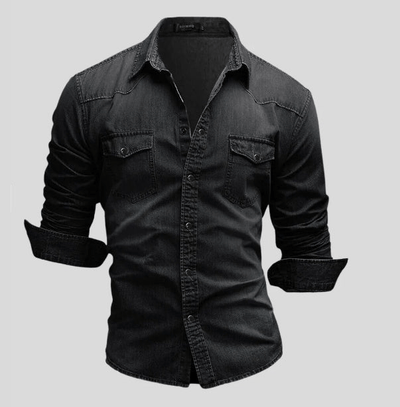 Herren Denim Hemd Casual Stil aus Weichem Stoff mit Langen Ärmeln