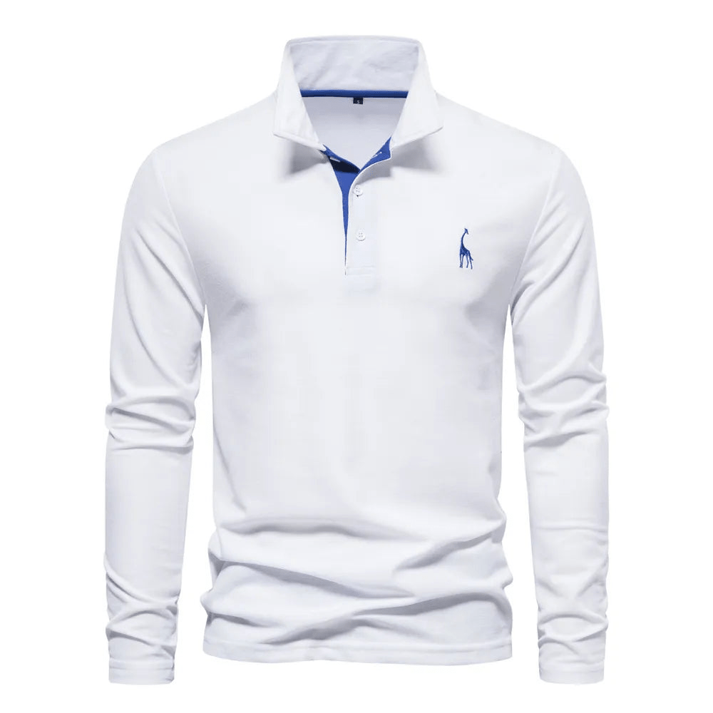 Herren Langarm Poloshirt mit Eleganten Details aus Hochwertiger Baumwolle