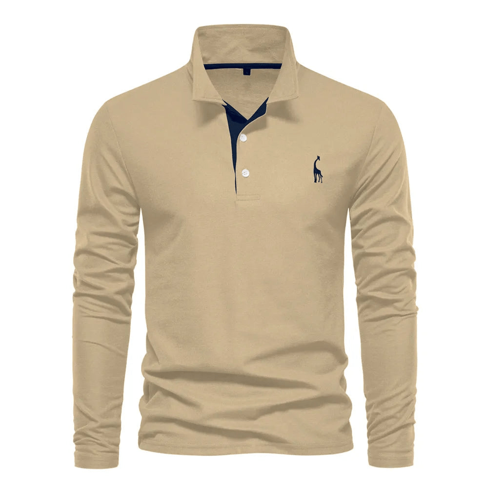 Herren Langarm Poloshirt mit Eleganten Details aus Hochwertiger Baumwolle
