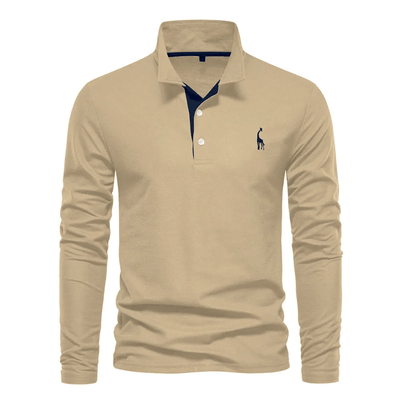 Herren Langarm Poloshirt mit Eleganten Details aus Hochwertiger Baumwolle