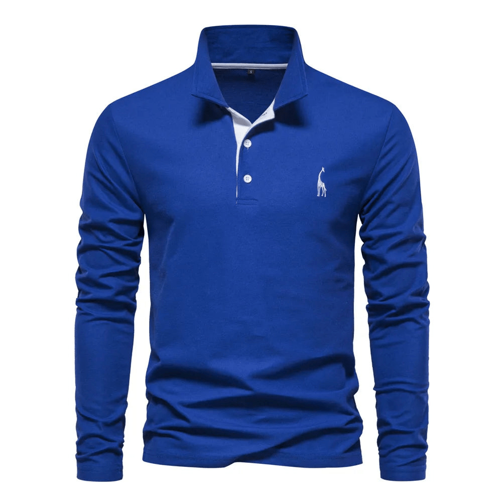 Herren Langarm Poloshirt mit Eleganten Details aus Hochwertiger Baumwolle